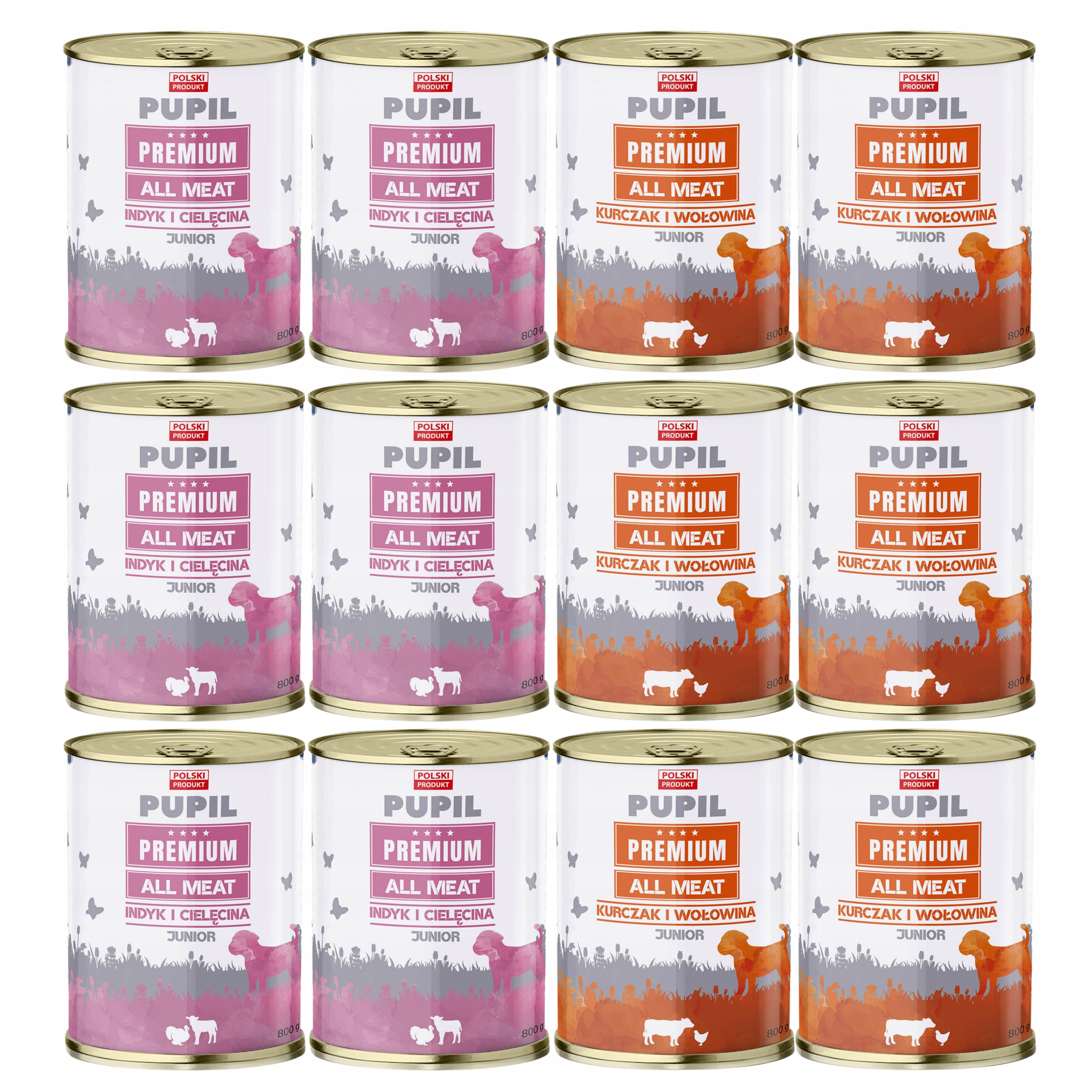 Levně Pupil Premium Junior All Meat Krmivo pro štěňata s mix chutí 12 x 800 g