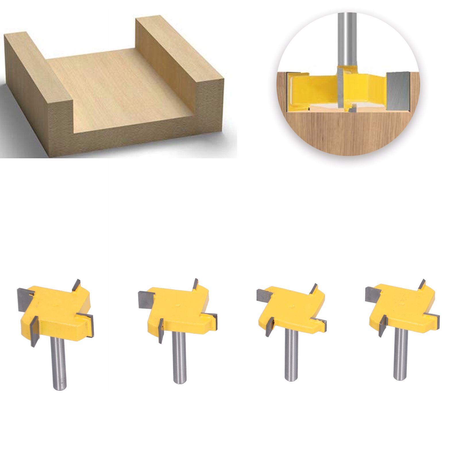 4 Ks Fréz Pro PLÁNOVÁNÍ6.35 MM Hoblovacího Dřeva Typ T Nová Stopková Fréza