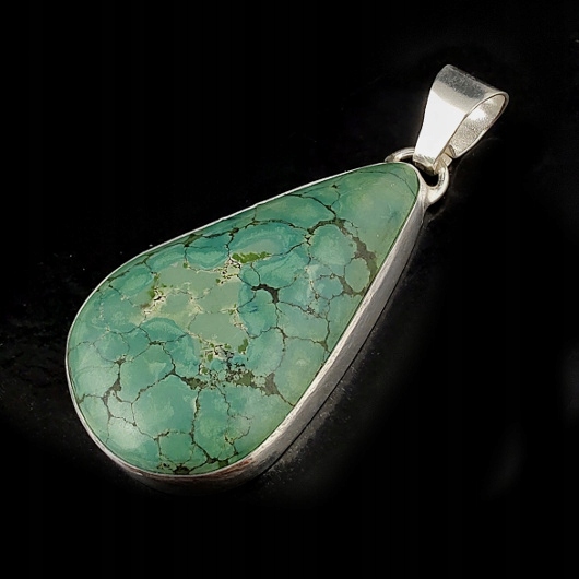 Tyrkysová Stříbro 925 Retro Přívěsek Kapka Přírodní Kámen Surová Stříbrná
