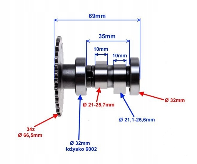 WAŁEK ROZRZĄDU SKUTER 4T 80ccm GY6 Producent inny