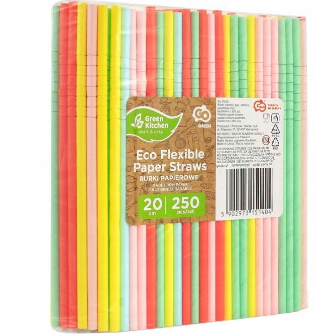 Słomki do picia, rurki do napoi PAPIEROWE ŁAMANE