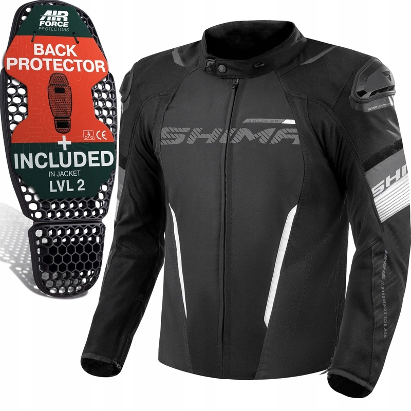 Motocyklová bunda Shima Solid 2.0 Black/white čierna biela Darčeky