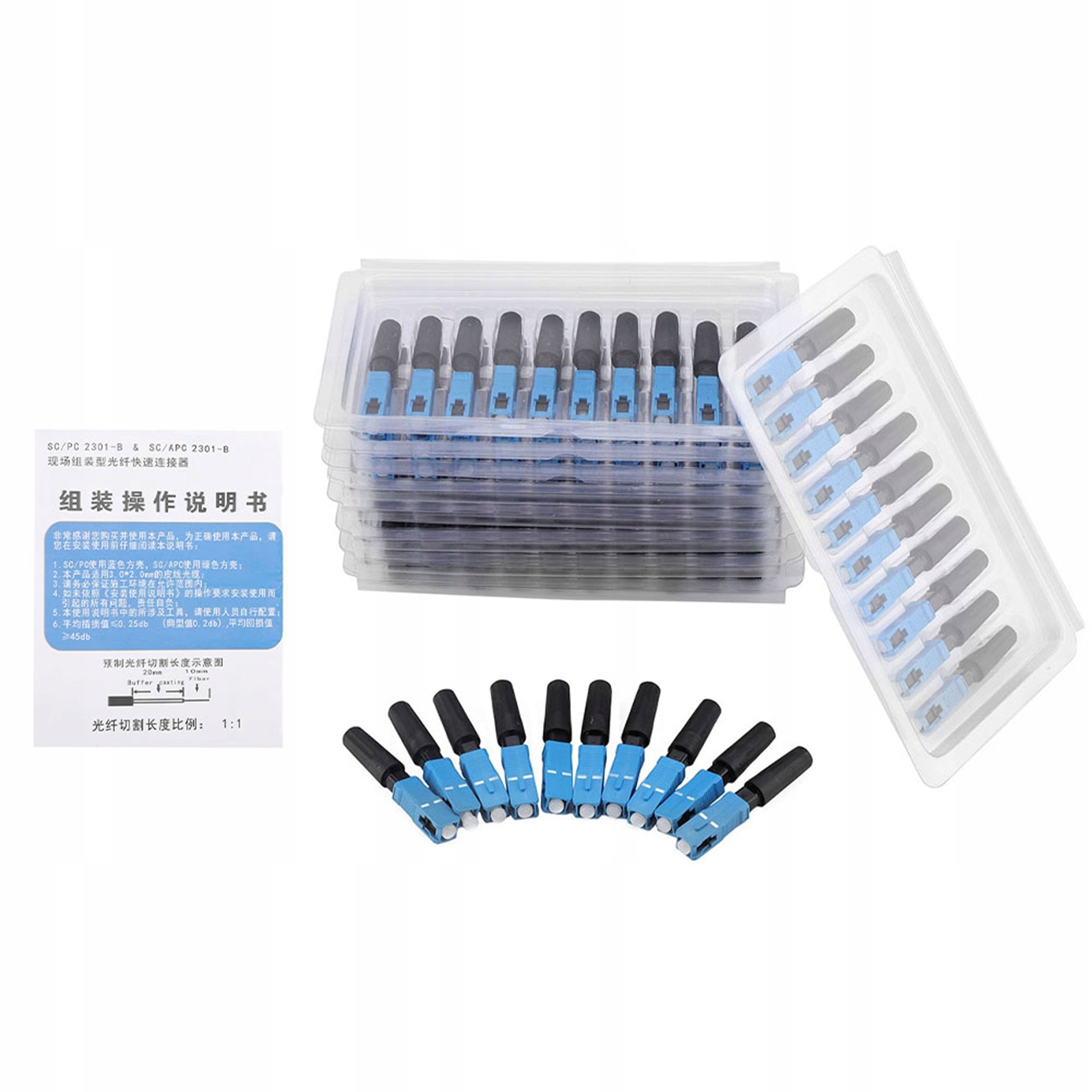 Szybkozłącze światłowodowe 100pcs Wbudowany Sc