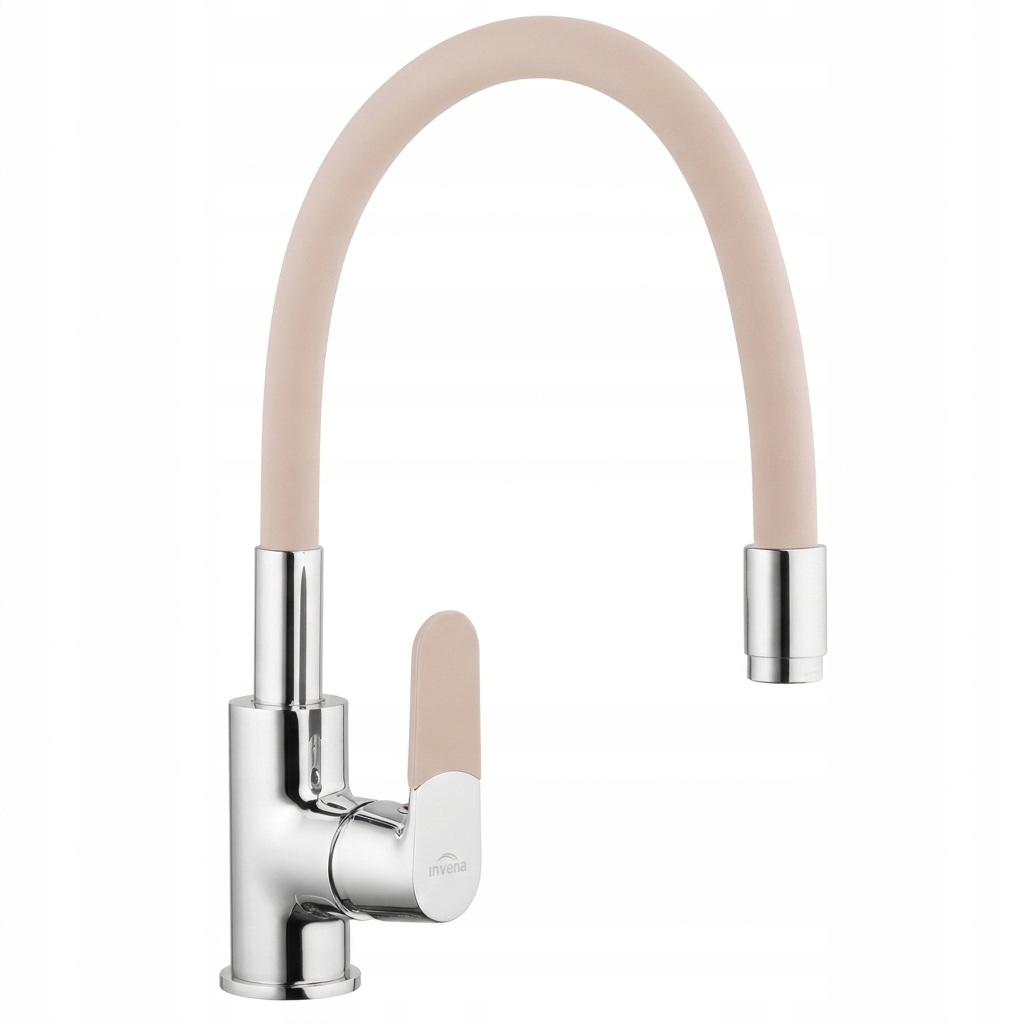 Bateria Kuchenna Zlewozmywakowa Kran Z Ruchomą Giętką Wylewką Beżowa Joga