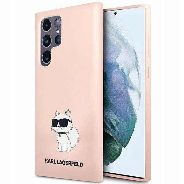 Pouzdro Karl Lagerfeld Silicone Choupette pro Samsung Galaxy S23 Ultra růžové