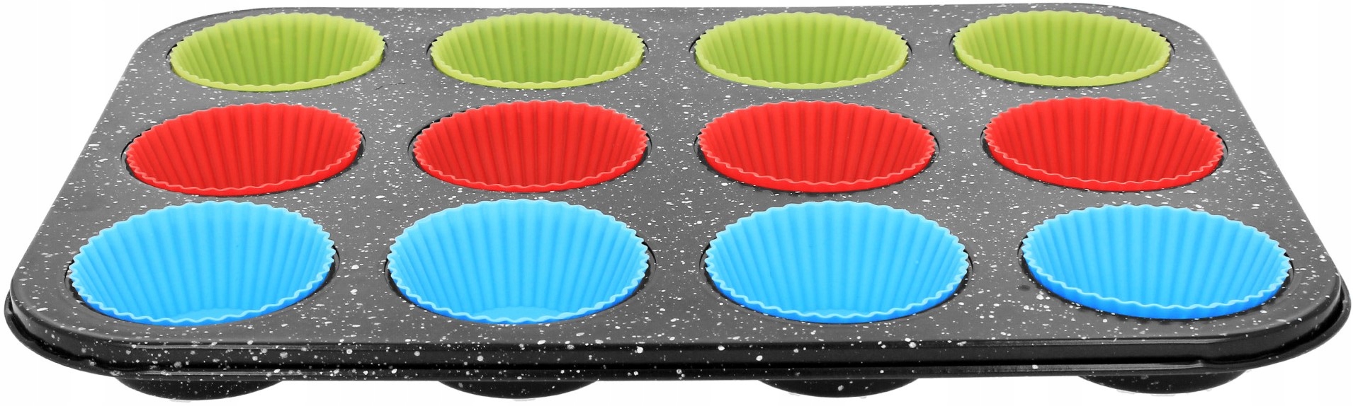 

Zestaw Forma Blacha Muffinki + 12 Babeczek Silikon