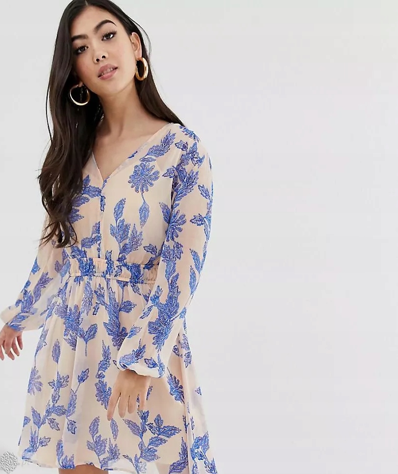 

Asos_yas Sukienka W Kwiaty Z Długim Rękawem