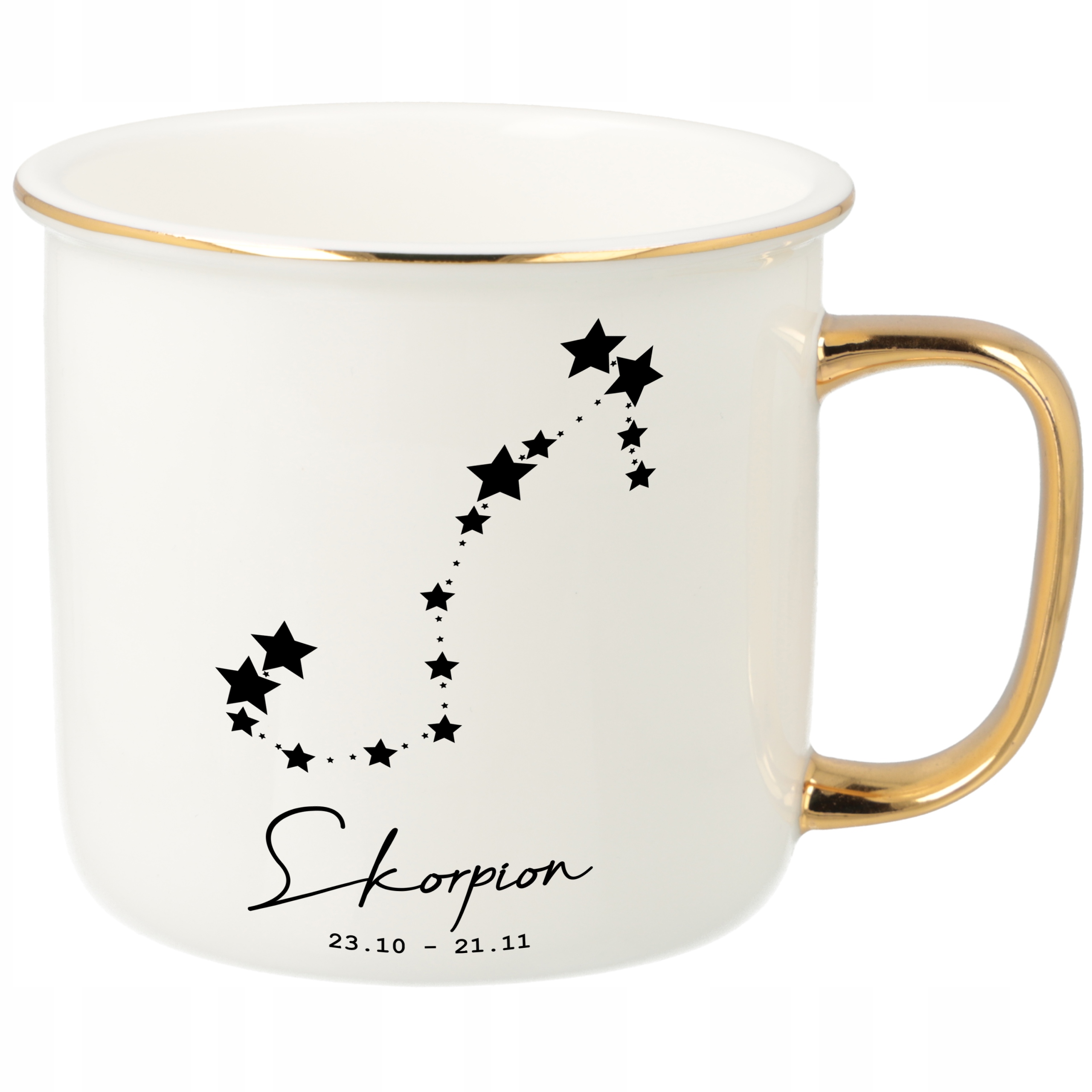 Hrnek Ucho Forma Zlatý Porcelánový Retro Dárek Pro Fanoušky Zodiaků Váha Vzory