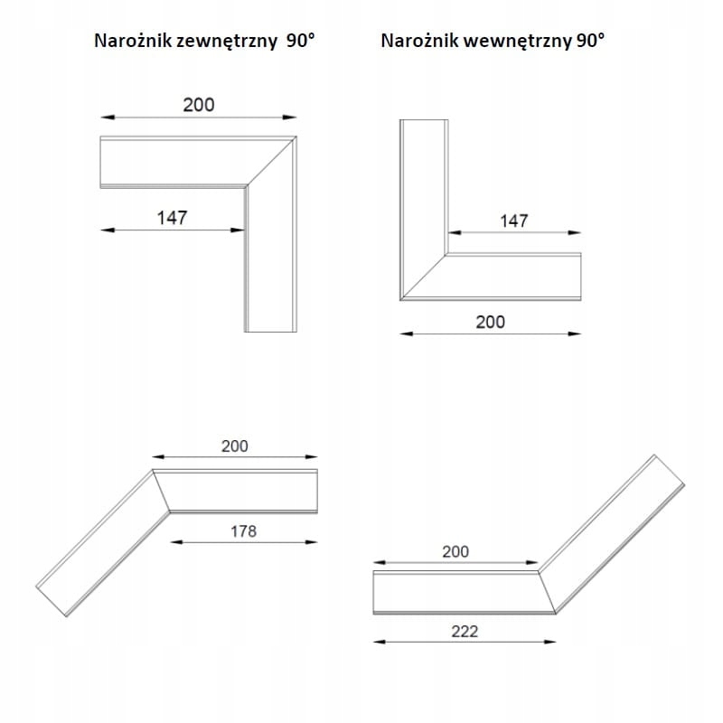 Narożnik rynny wewnętrzny 90' R50 Renoplast Kod producenta NR/R50