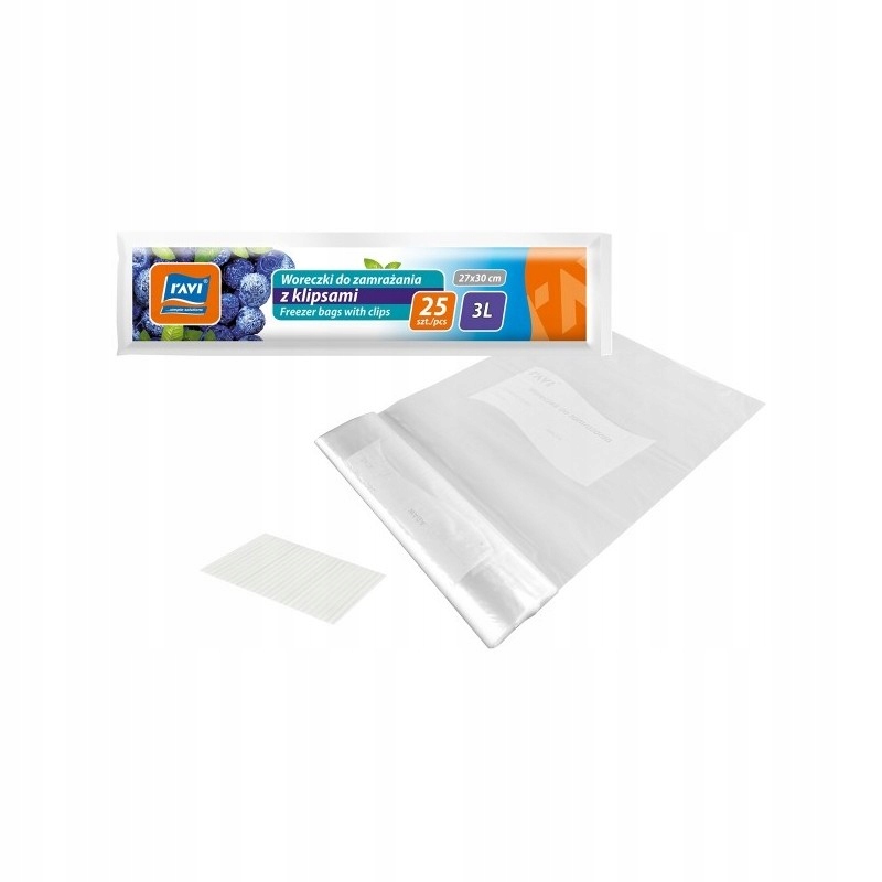 

Ravi Worki do zamrażarki z klipsem 3l 27x30cm 25sz