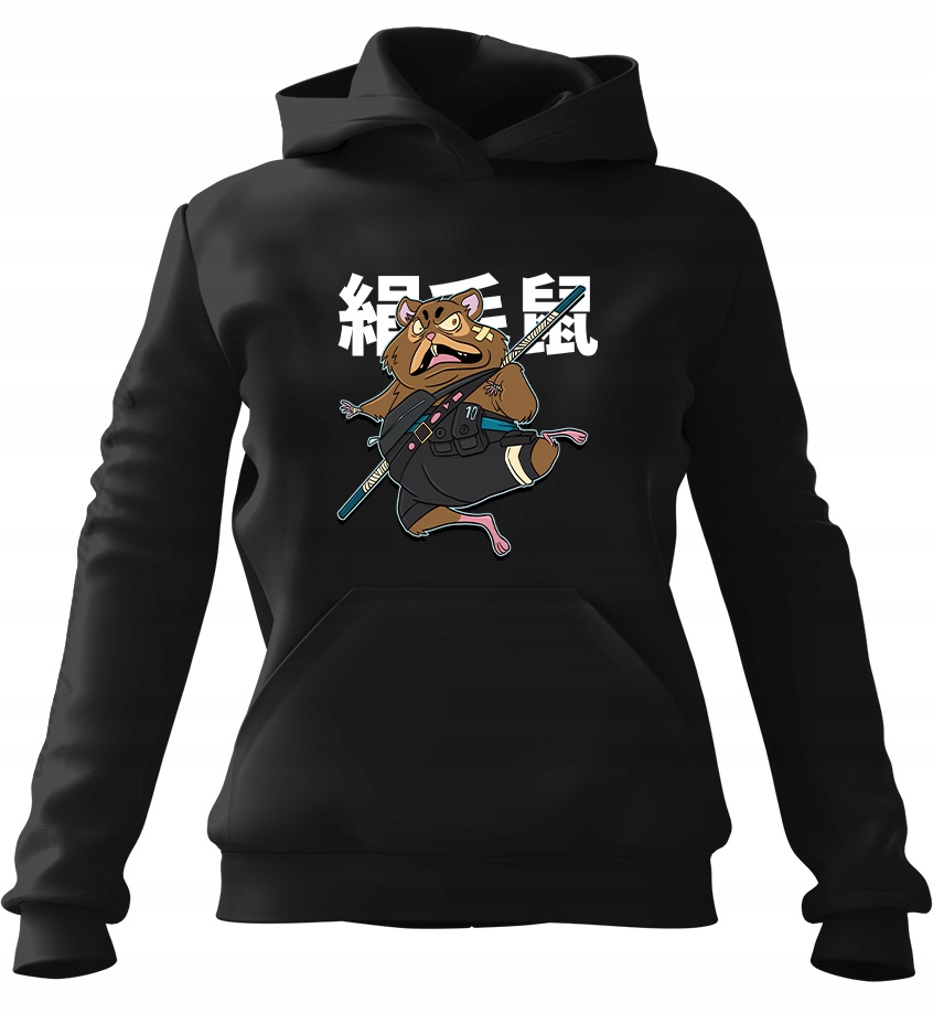 pánská mikina s kapucí Anime Samuraj Křeček Černá 2XL pro muže a muže