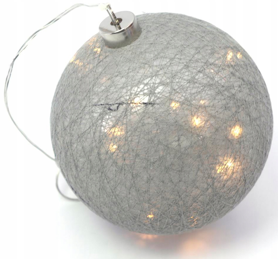 

Duża Kula 15cm lampka Cotton Ball Led baterie Grey