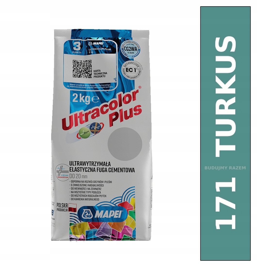 MAPEI FUGA Elastyczna Ultrawy Bio Ultracolor Plus 171 TURKUS 2kg