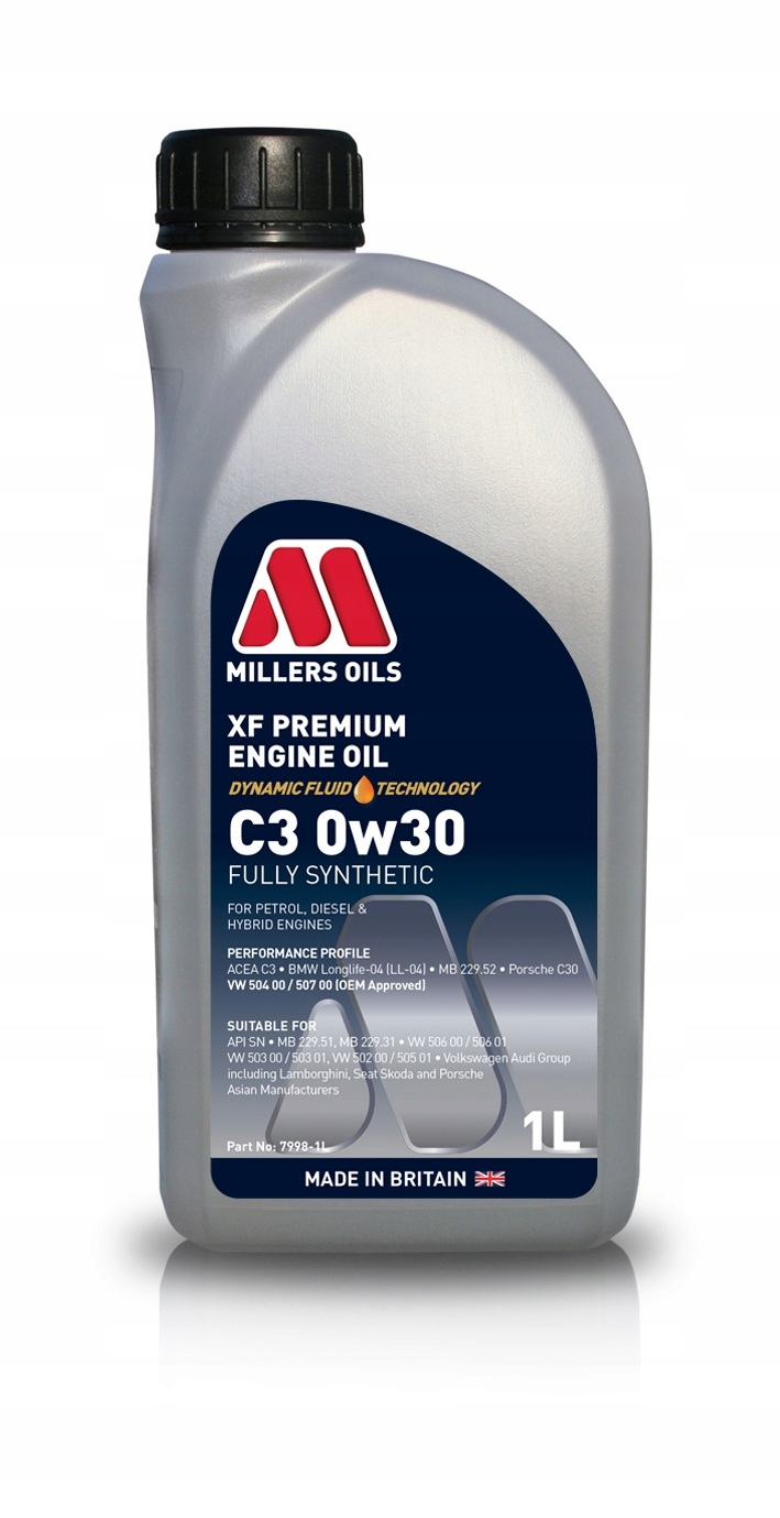 Olej Silnikowy Millers Xf Premium C3 Sn C3 VW504.00/507 0W30 0W-30 1L