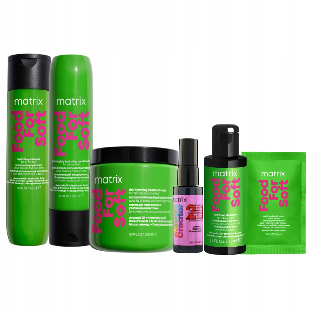 Matrix Food For Soft nawilżający szampon, odżywka, maska 3 Prezenty