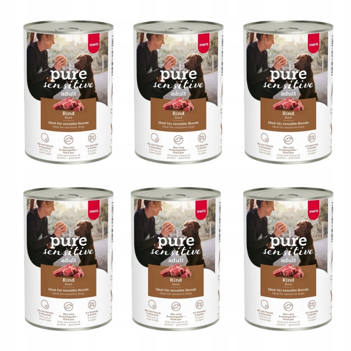 Levně Mera Pure Sensitive konzerva vlhké krmivo pro psy bohaté na hovězí maso 12 x 400 g