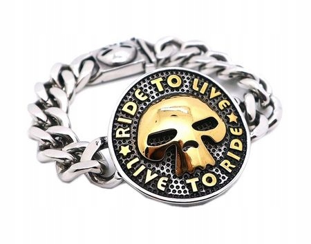 Motocyklový náramek Live To.. ocel 23 cm biker motocykl lebka