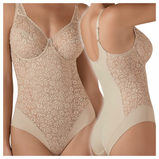 Dámské krajkové modelovací zeštíhlující body béžové s kosticemi 70C