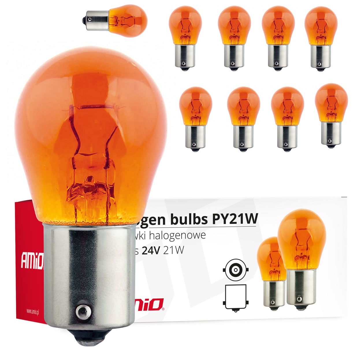 Żarówki Żarówka Halogenowe Do Tira Ciężarówki PY21W BA15s 24V 21W Amber