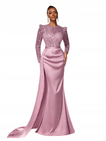 Shein Růžové Šaty S Flitry A Dlouhým Rukávem 34 1KI