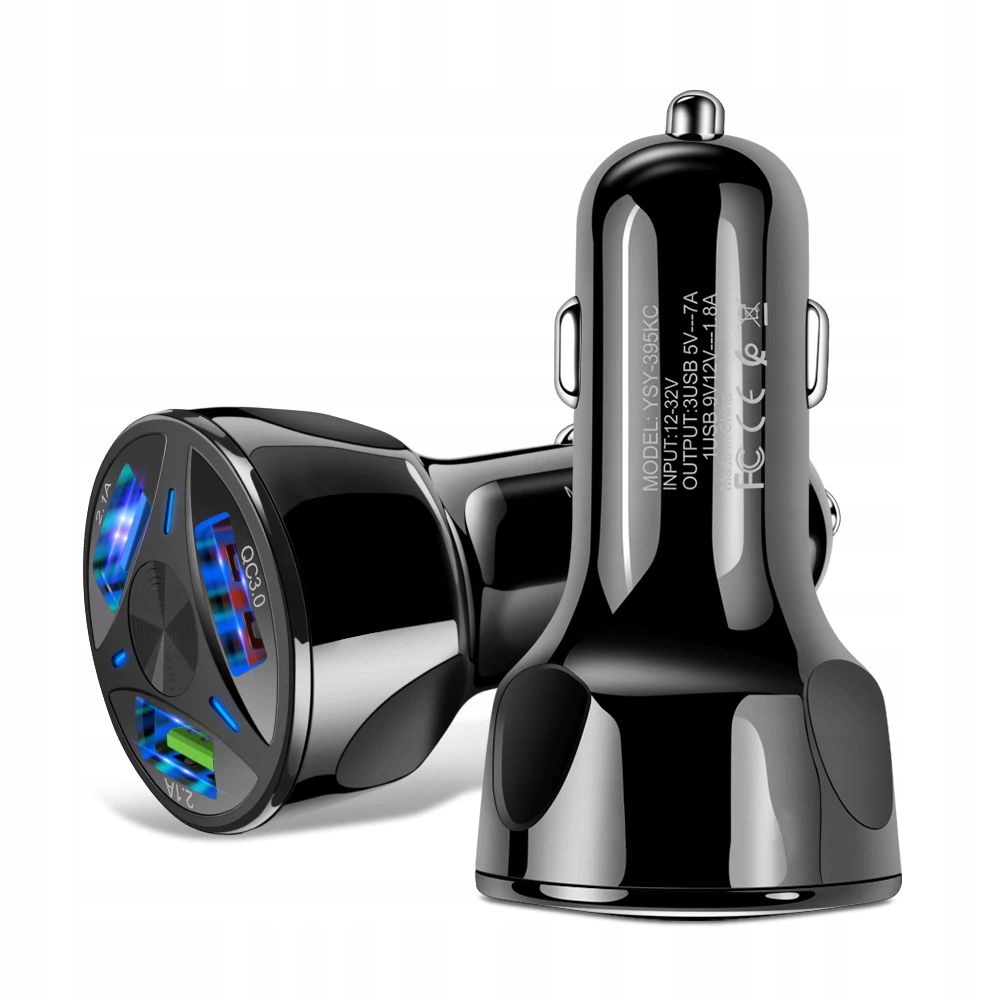 

Szybka Ładowarka Samochodowa Mocna 3x Usb Qc 3.0