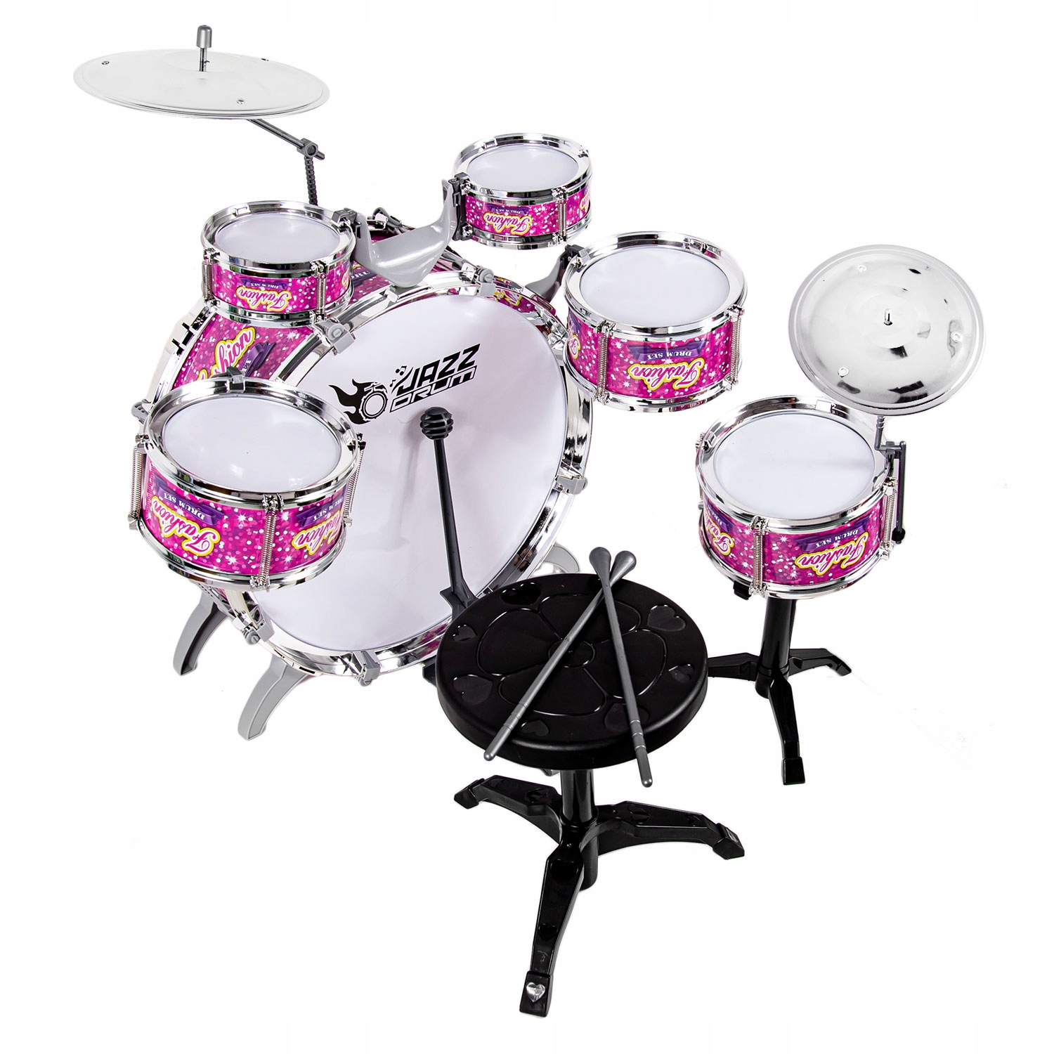 PERKUSJA DLA DZIECI DUŻY ZESTAW 6 BĘBNÓW 2 TALERZE EAN (GTIN) 5903772581089