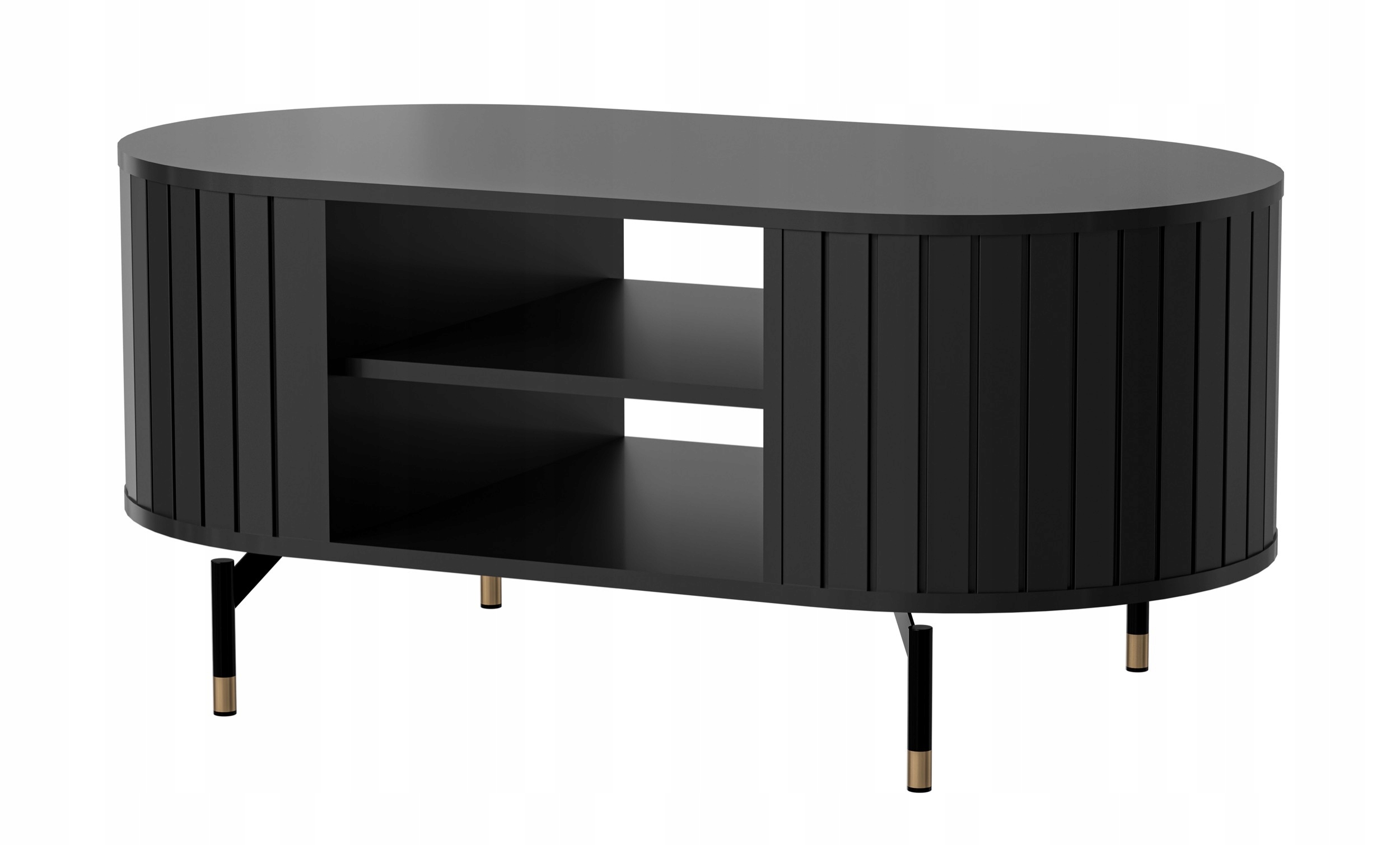 Kávový stolek Zante s lamelami a policí 104 x 56 cm, černý