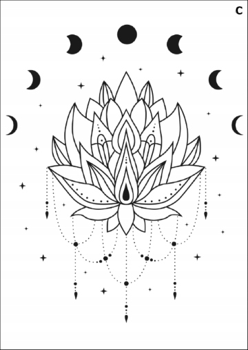 

PK16C Tatuaż tymczasowy Kwiat Lotosu fazy księżyca