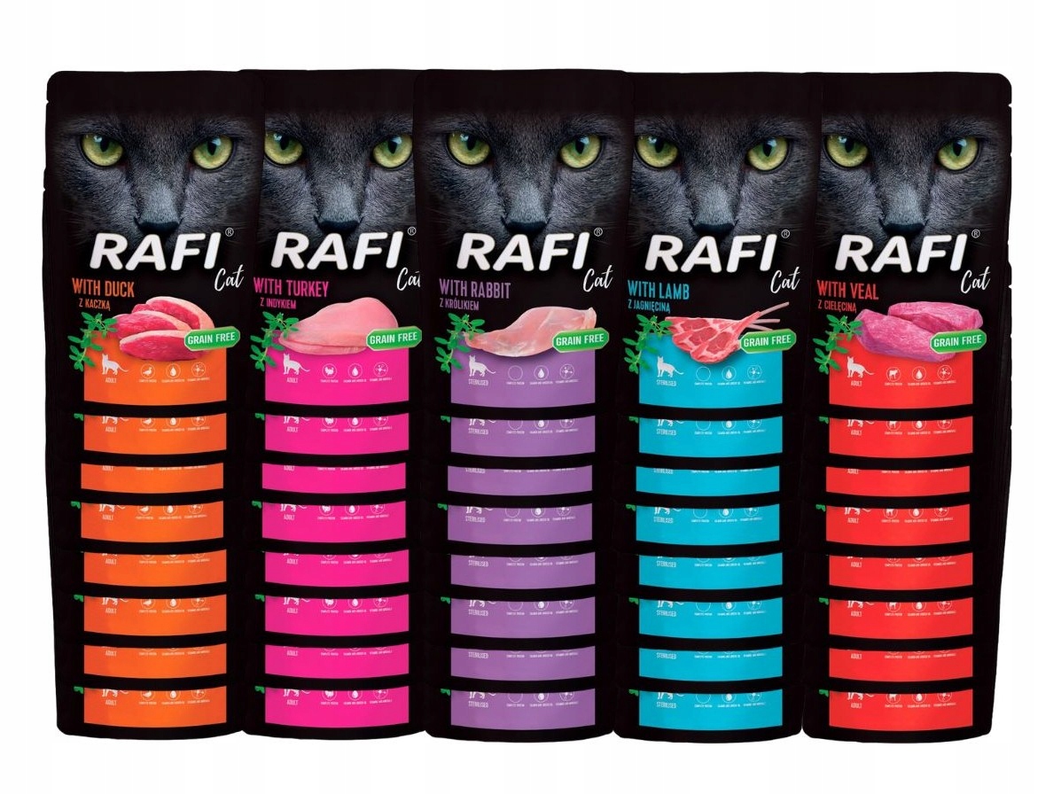 Levně Rafi mokré krmivo pro kočky mix chutí 40x100g Bez Ryb Bez Obilovin