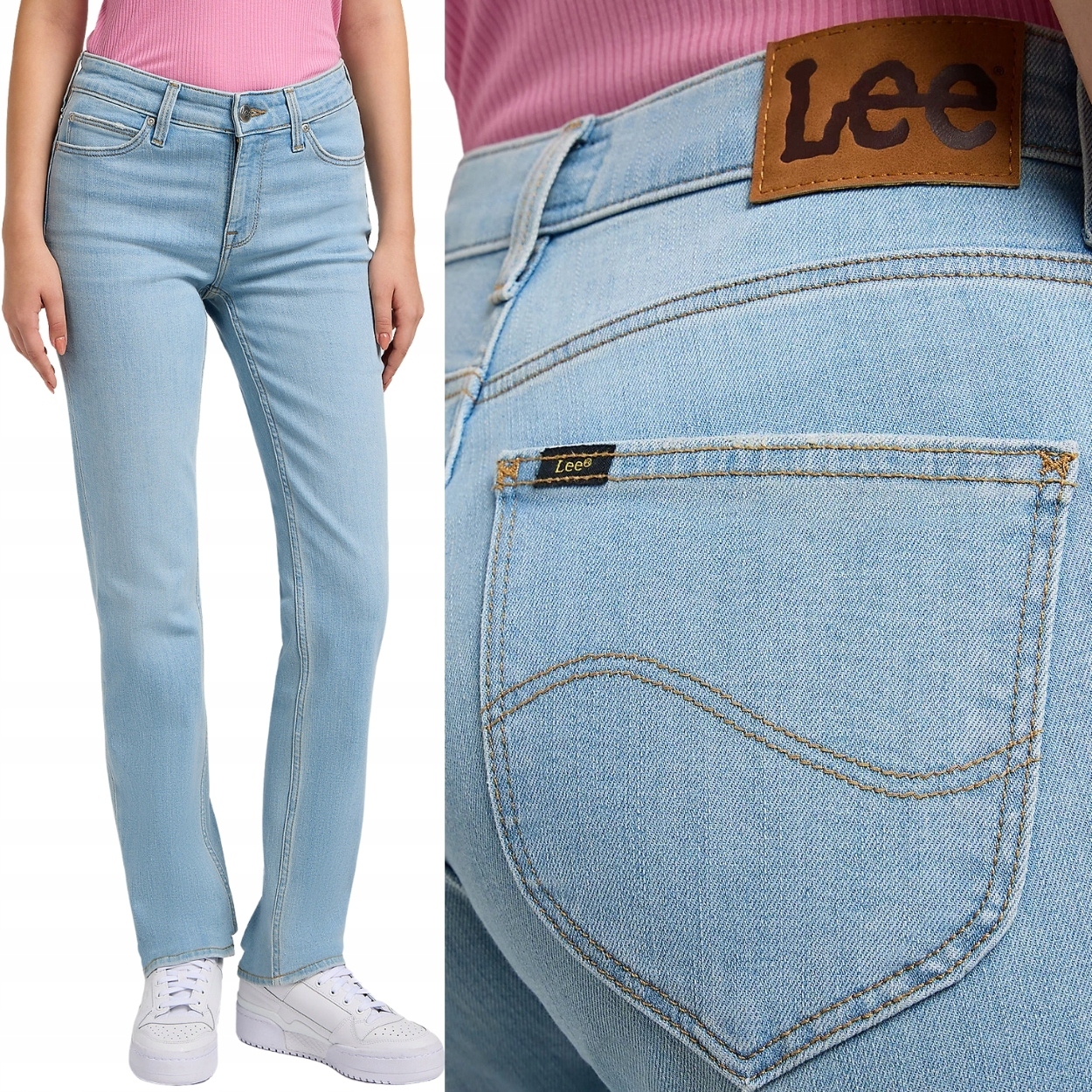 Lee Marion Straight Light Touch Jednoduchý Tenký Elastický Blue Džins W28 L33