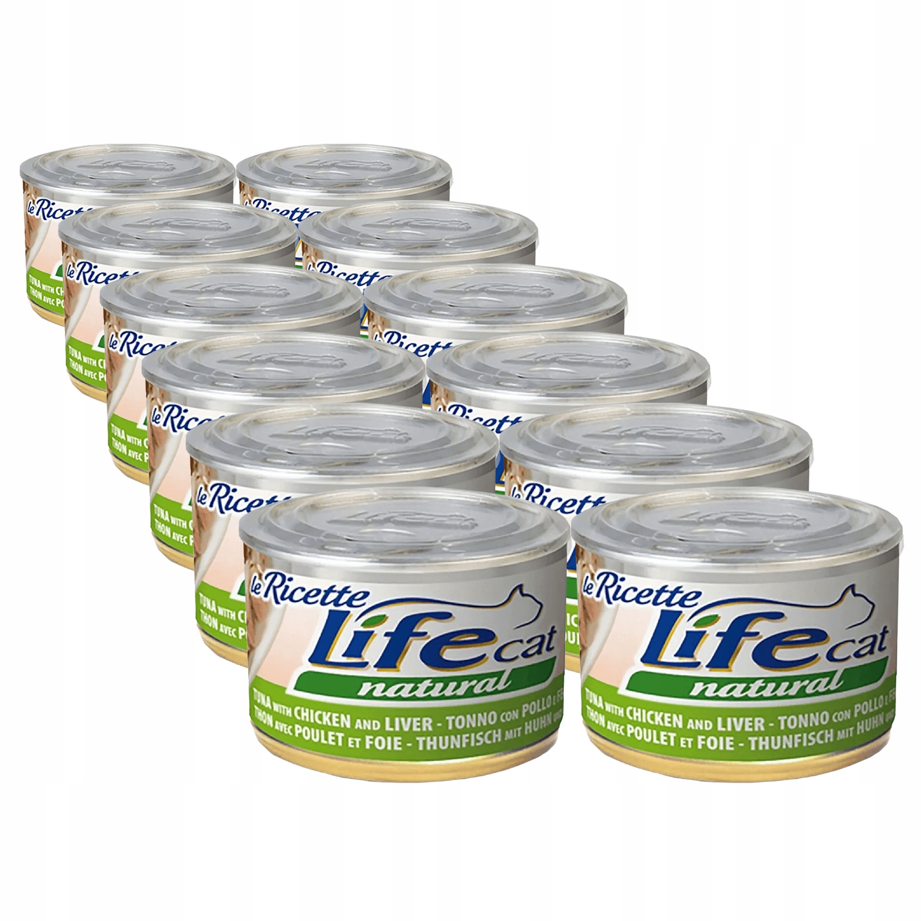 Life Cat Le Ricette Krmivo pro kočky Set 12x150g -Tuňák+Kuře+Játra