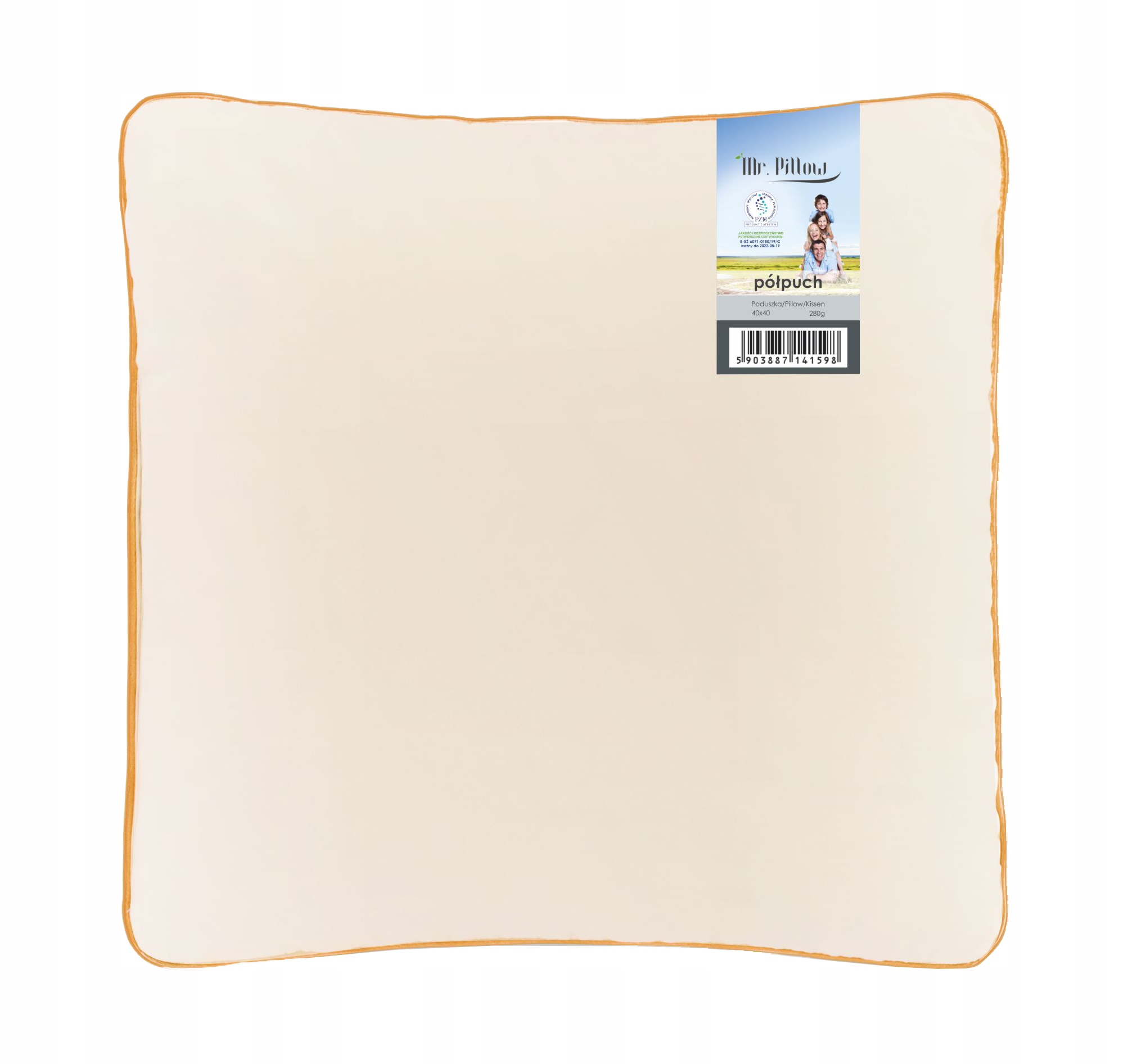 Poduszka 40x40 Mr. Pillow puch gęsi 60% bawełna kremowa 240g AMZ