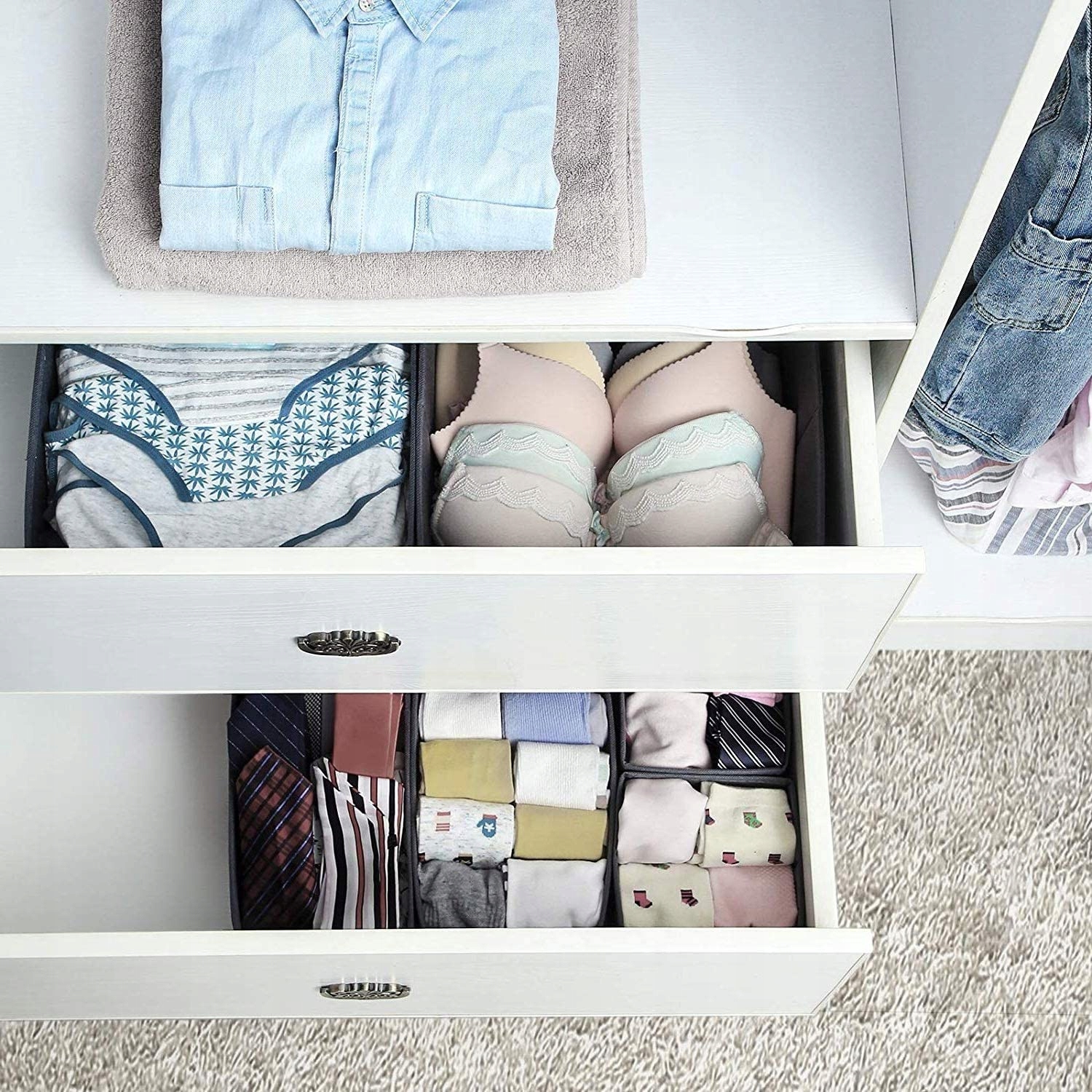 DUŻY ORGANIZER DO SZUFLADY SZAFY NA BIELIZNĘ ZESTAW POJEMNIK x5 Liczba sztuk 5 szt.