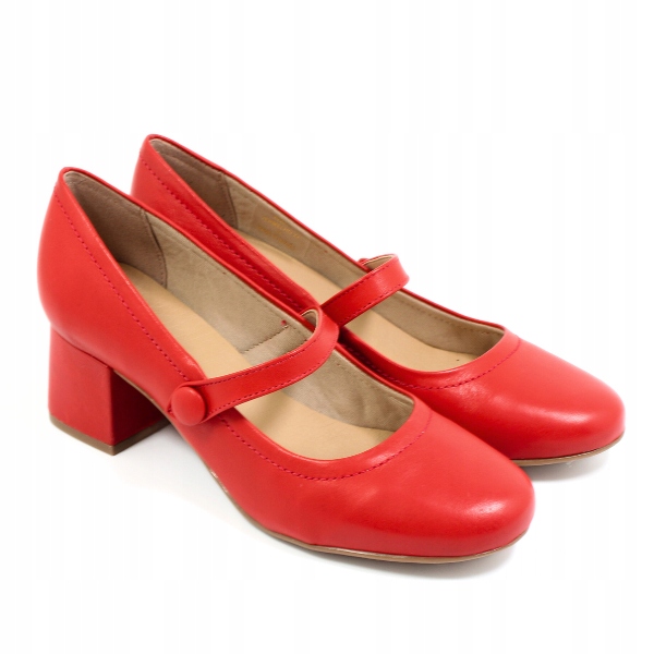 Kožené lodičky na podpatku Mary Jane Bottero červené 353801 vel 41