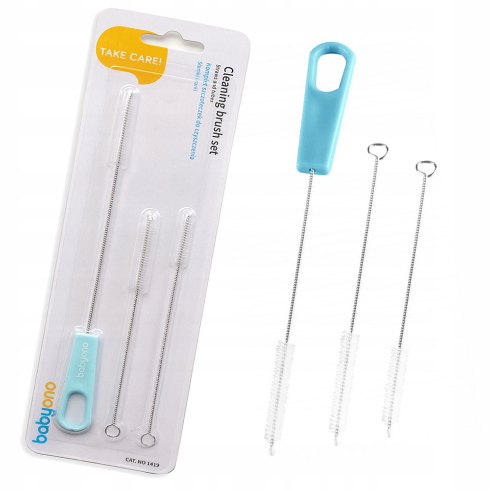 SZCZOTECZKI DO SŁOMEK RUREK USTNIKÓW RÓŻNE ROZMIARY ZESTAW BABYONO 3szt