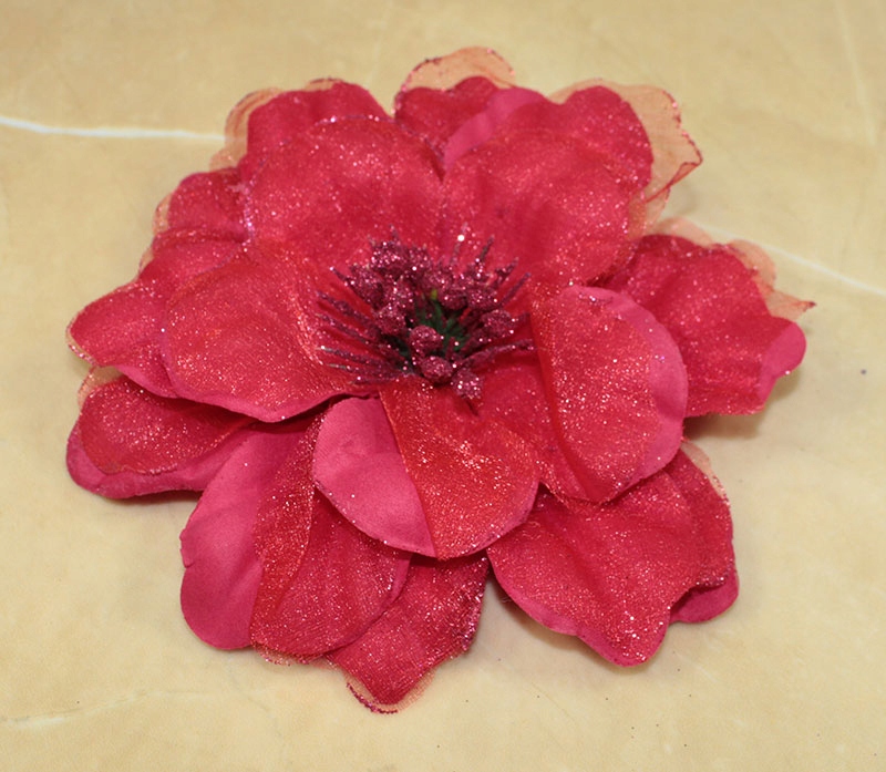 -MARGUT- Broszka gumka Kwiat Róża tiul czerwona Rodzaj pojedyncza gumka