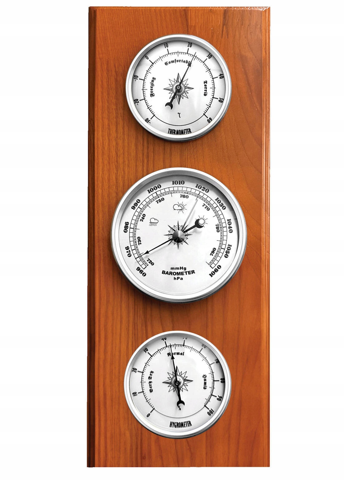Drevený Barometr Higrometr Analógový Termometer Jvd BA233.41 13x32 cm