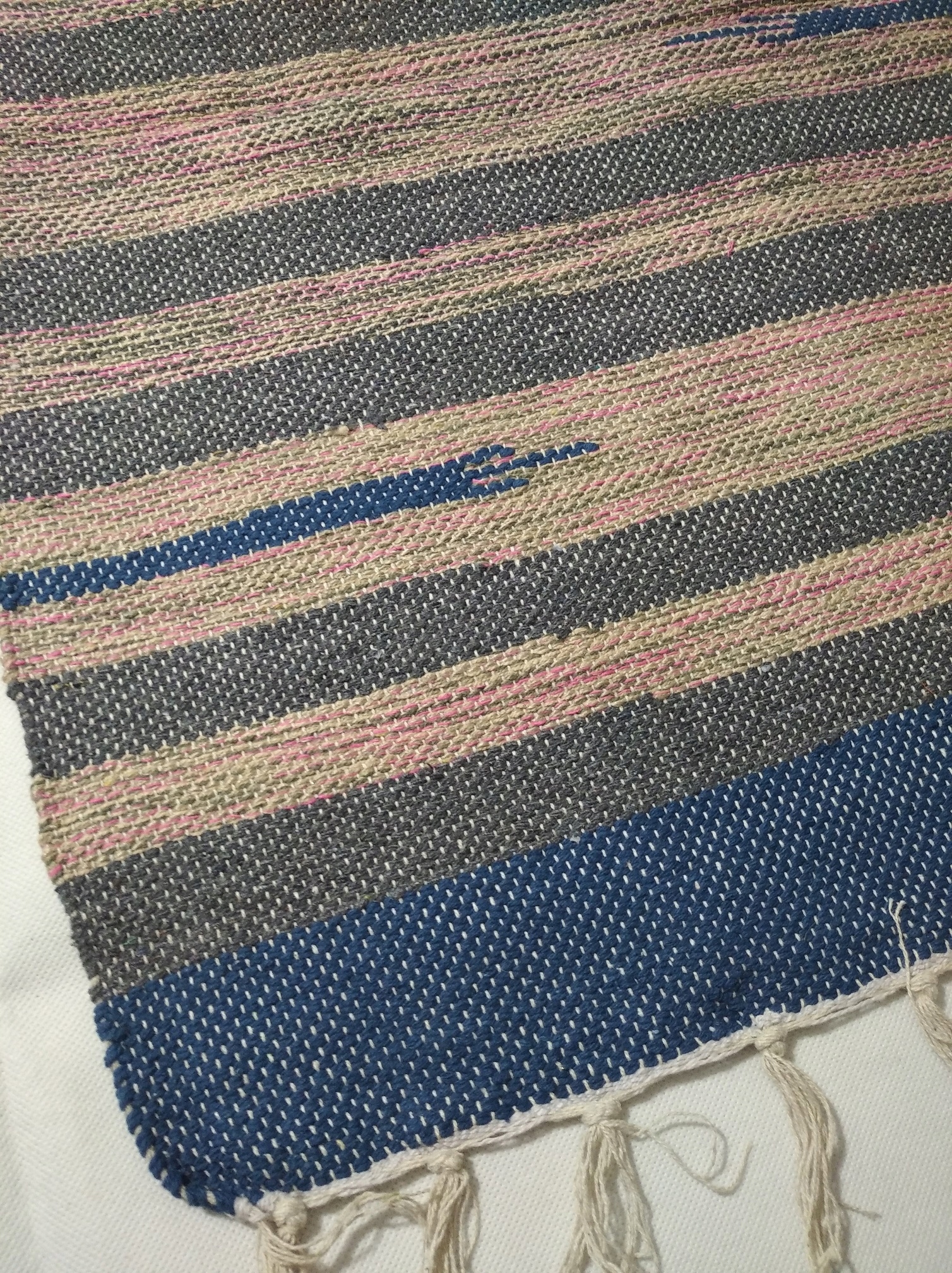 chodnik tkany dywanik bawełniany paski frędzle 50x80 granat szary róż m8 Kod producenta 8