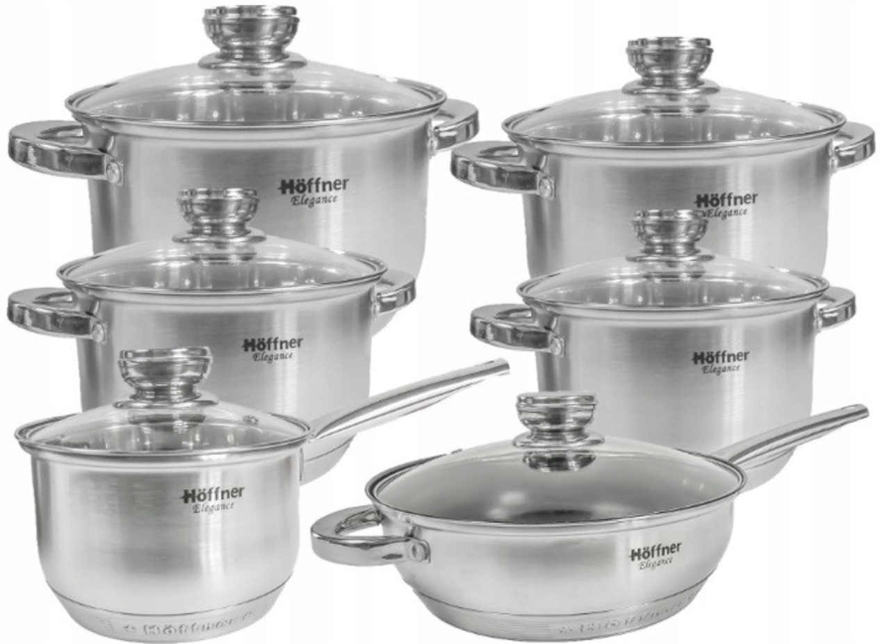 Pevná Ocelová Sada Hrnců Hrnce 12 Ks Hoffner Elegance Premium