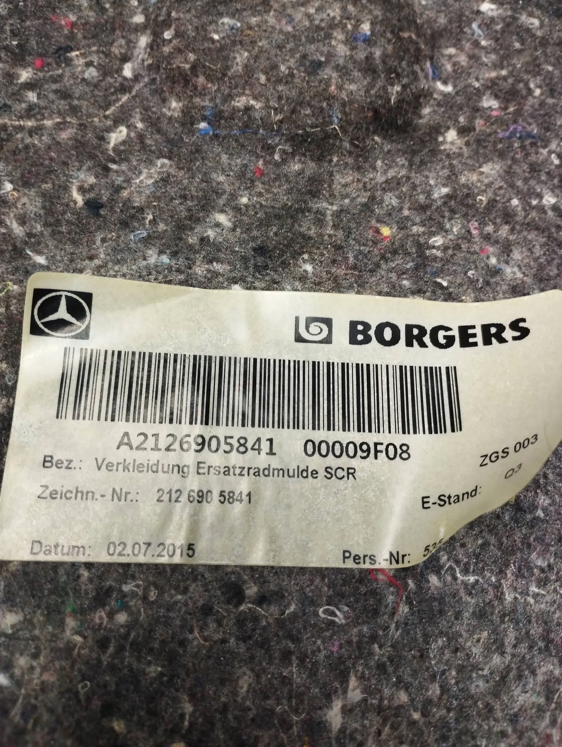 Mercedes-Benz CLS C218 boot upholstery A2126905841
