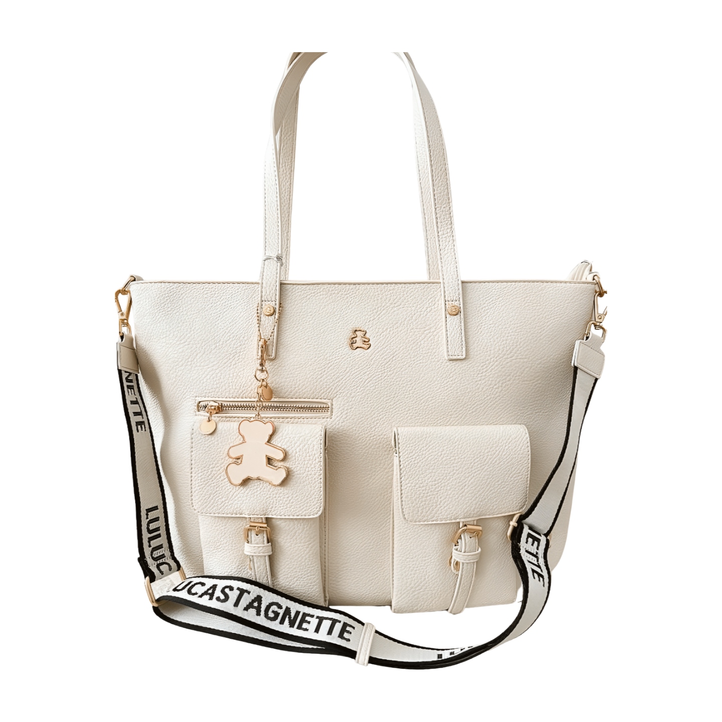 Lulu Castagnette shopper kabelka ecru s kapsami