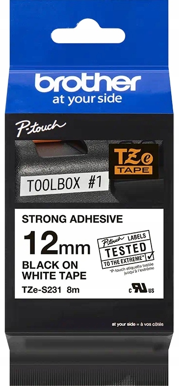 

Taśma Brother TZE-S231 12mm x 8m Biała Mocny Klej