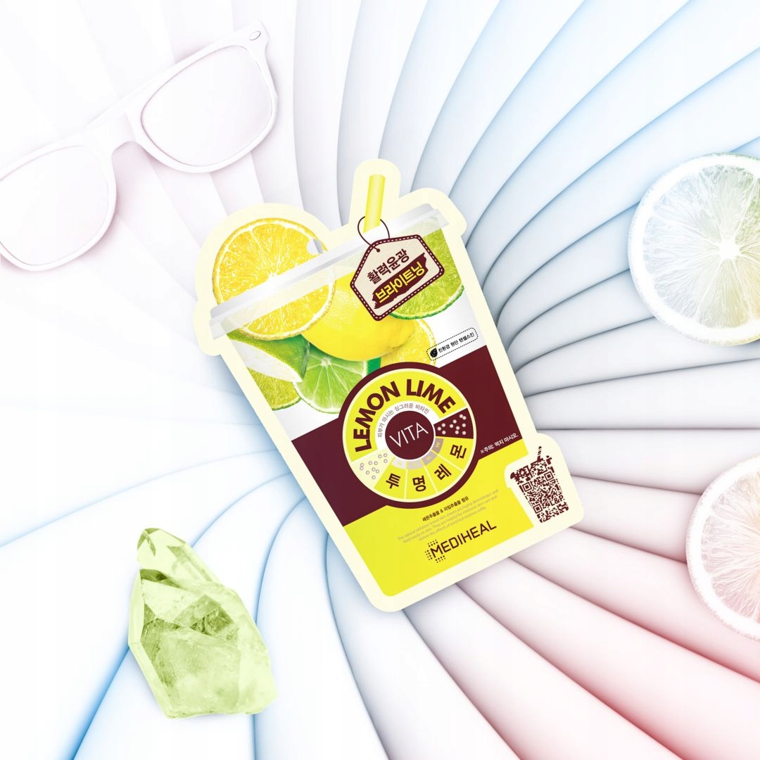MEDIHEAL Lemon Lime VITA Mask 20 ml - rozświetlająco-energetyzująca maska w płachcie z cytryną i limonką — 3