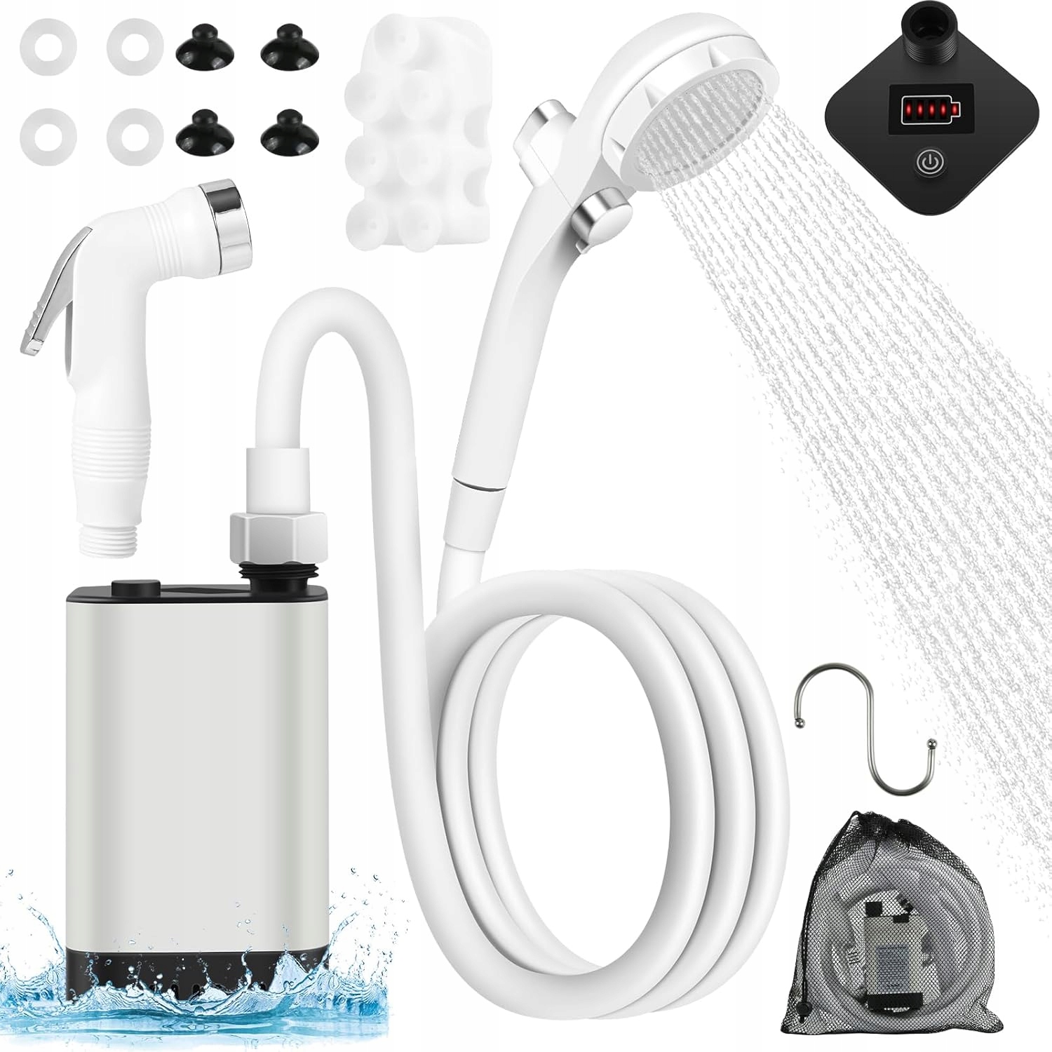 Prysznic Turystyczny Elektryczna Przenośny Kempingowy Z Pompką 5200mAh