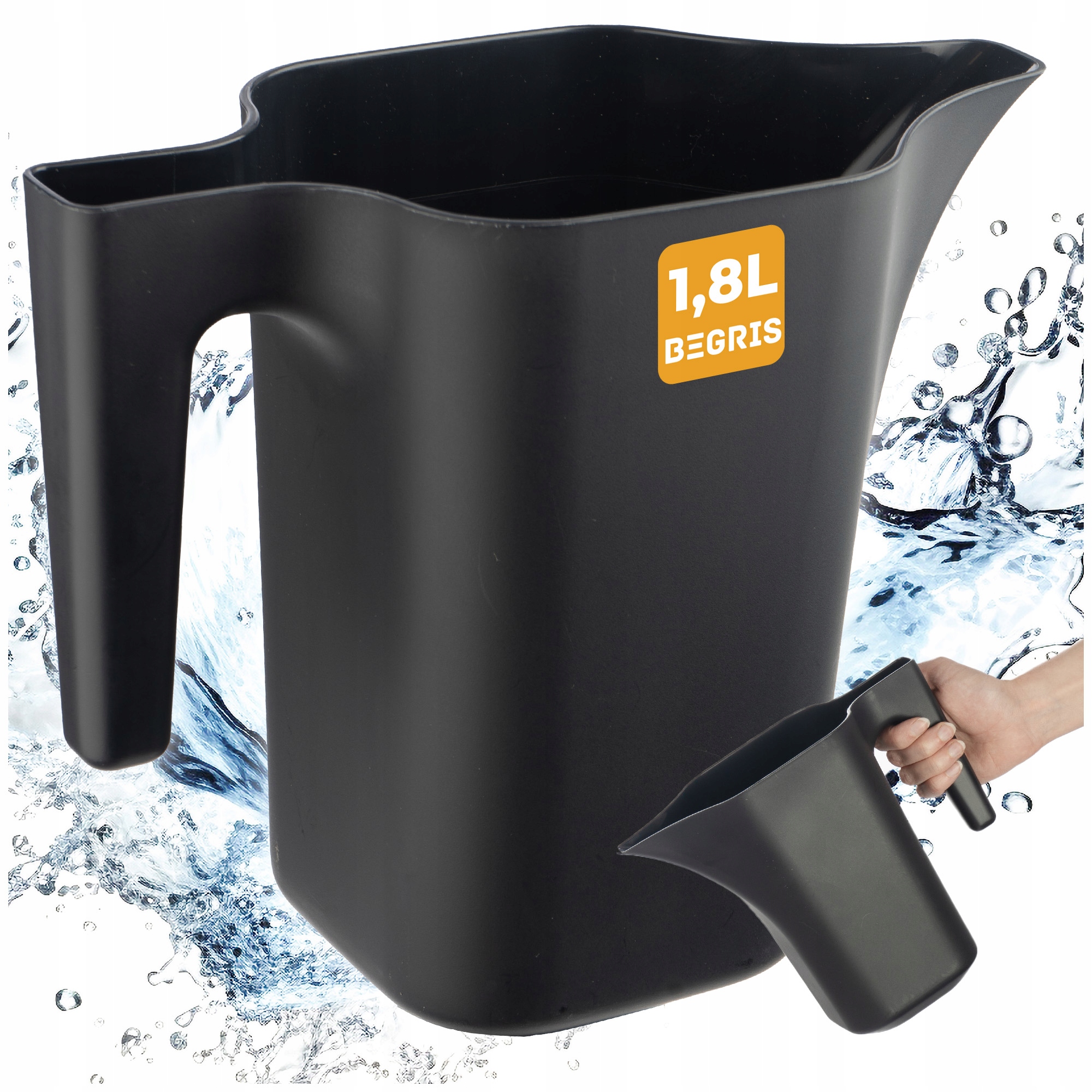 KONEWKA DO KWIATÓW ROŚLIN CZARNA 1,8L DOMOWA PLASTKOWA OGRODOWA PODLEWACZKA