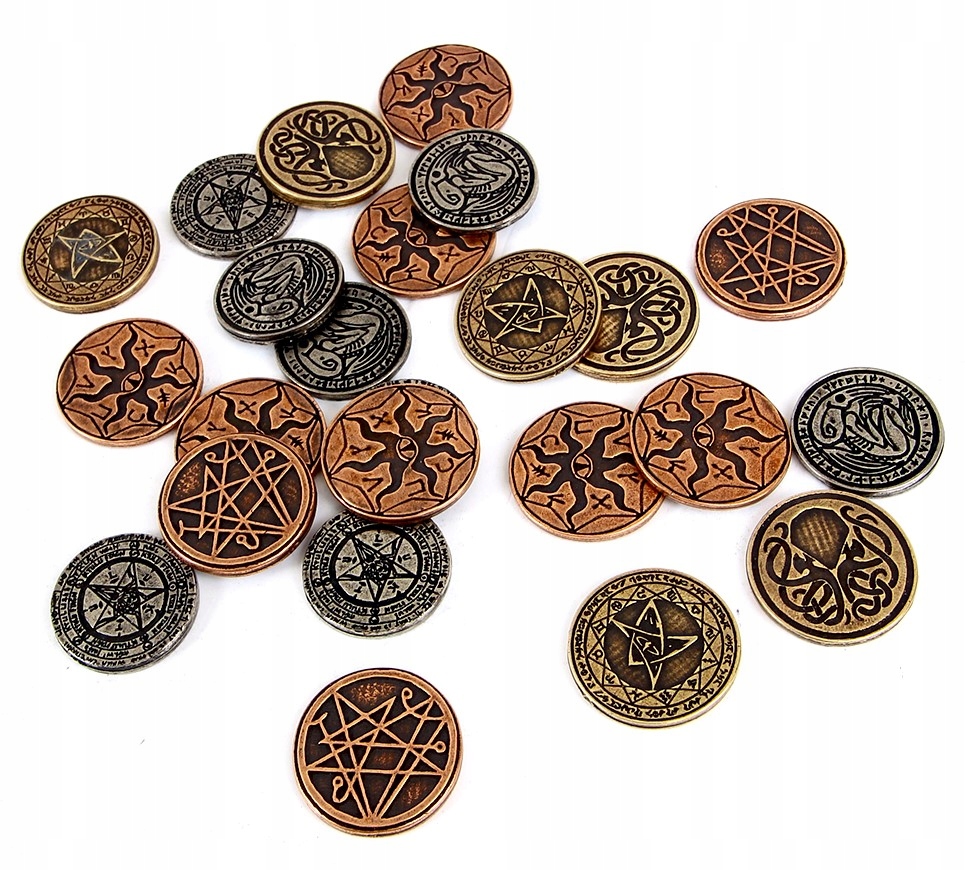 ZESTAW 12 CTHULHU METALOWYCH MONET LARP RPG