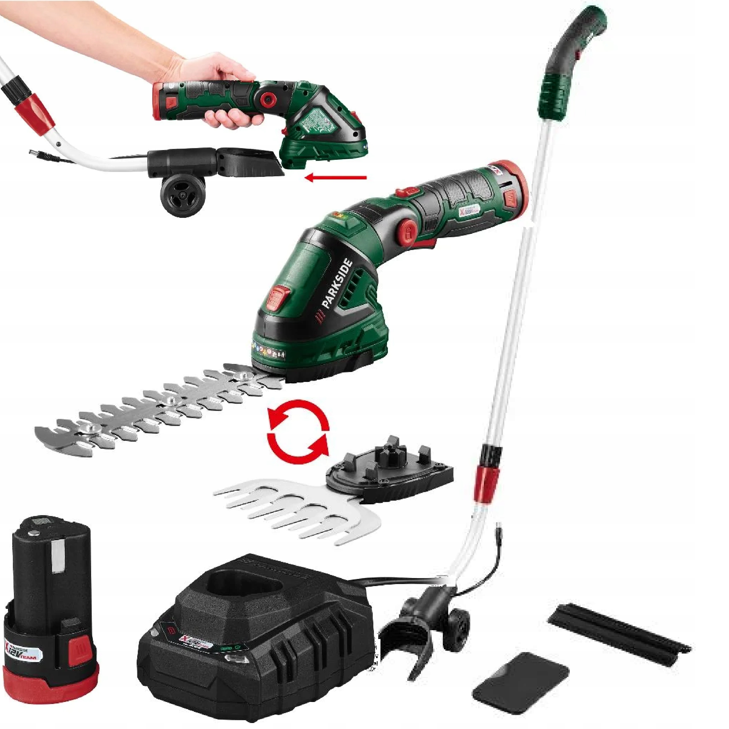 Akumulatorowe nożyce Parkside Pgsa 12V do trawy akumulator kij teleskopowy