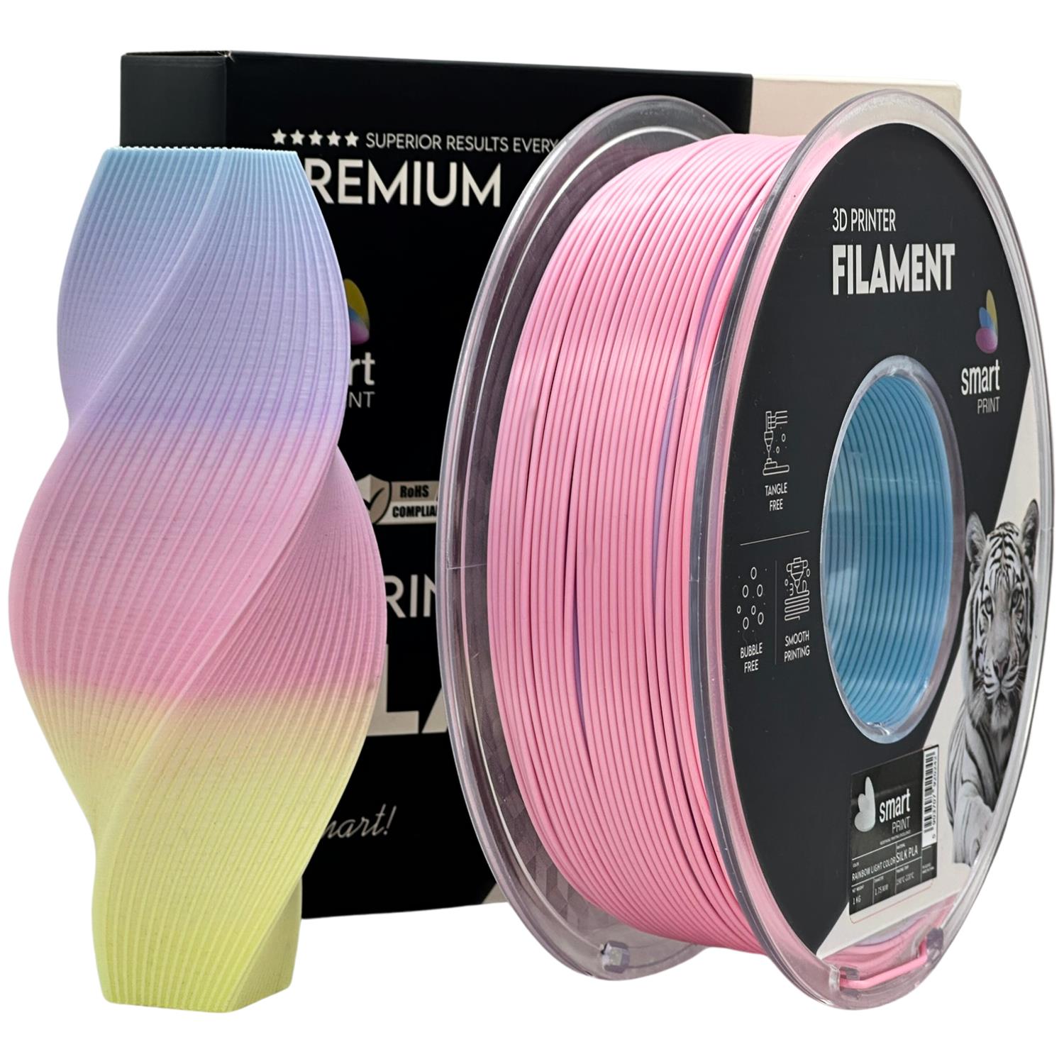 2 x Filament Silk Pla Rainbow Light 1,75mm 1kg jasna tęcza Smart Print