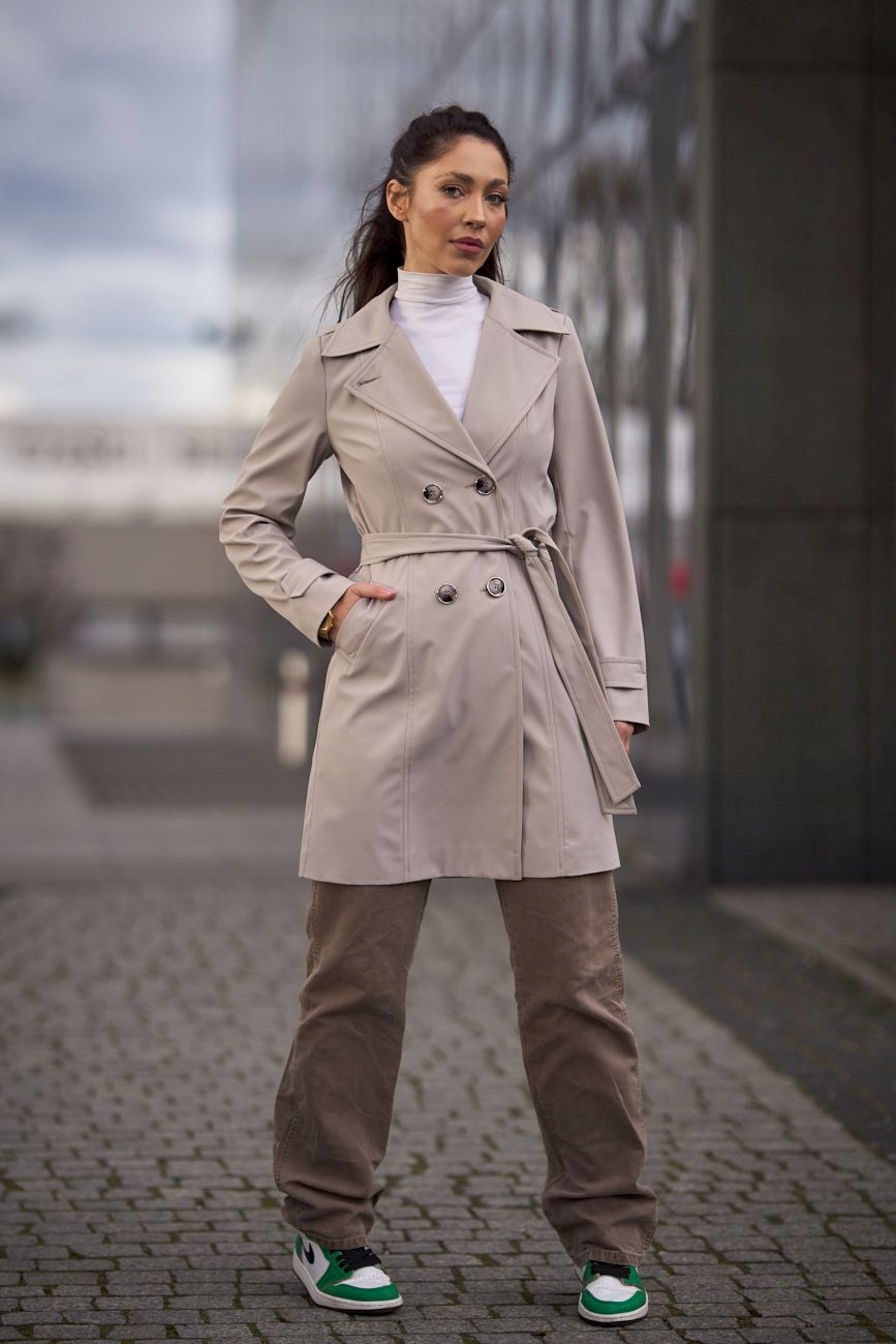 PRZEJŚCIOWY PŁASZCZ PROCHOWIEC TRENCZ BEŻOWY 34 Marka Choice