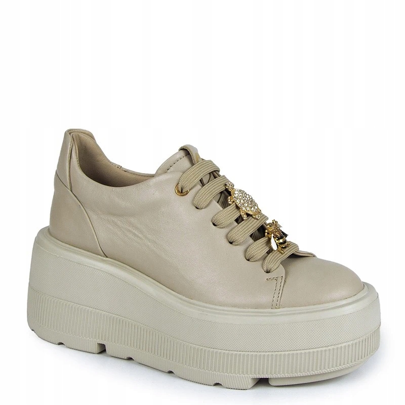 Carinii B9589/2/O Béžové Kožené Tenisky S Ozdobou 40